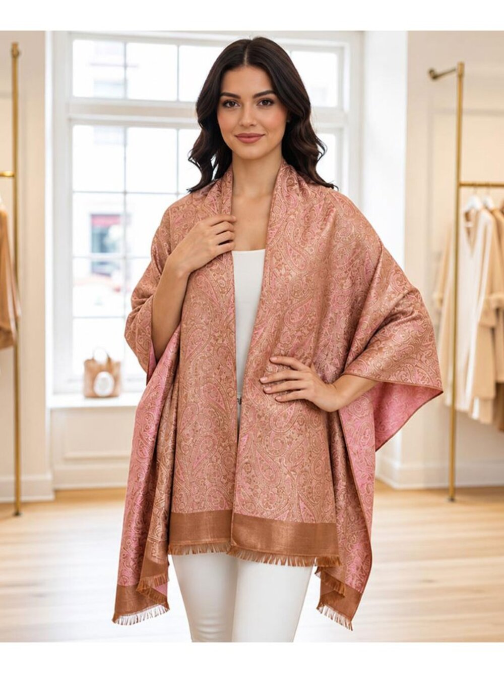 Tigerstars Pink Paisley Pattern Draped Wrap Scarf